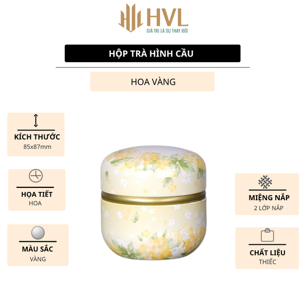 Hộp thiếc đựng trà, quà bánh kẹo, hình cầu, phong cách nhật bản họa tiết đa sắc - HVL TEA