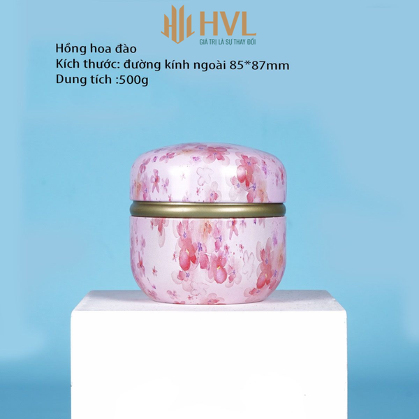 Hộp thiếc đựng trà, quà bánh kẹo, hình cầu, phong cách nhật bản họa tiết đa sắc - HVL TEA