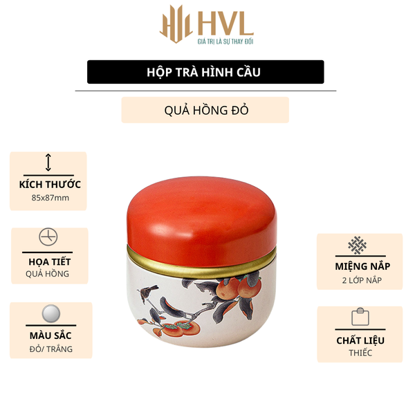 Hộp thiếc đựng trà, quà bánh kẹo, hình cầu, phong cách nhật bản họa tiết đa sắc - HVL TEA
