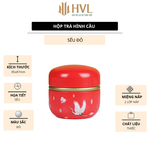 Hộp thiếc đựng trà, quà bánh kẹo, hình cầu, phong cách nhật bản họa tiết đa sắc - HVL TEA