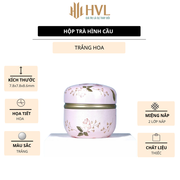 Hộp thiếc đựng trà, quà bánh kẹo, hình cầu, phong cách nhật bản họa tiết đa sắc - HVL TEA