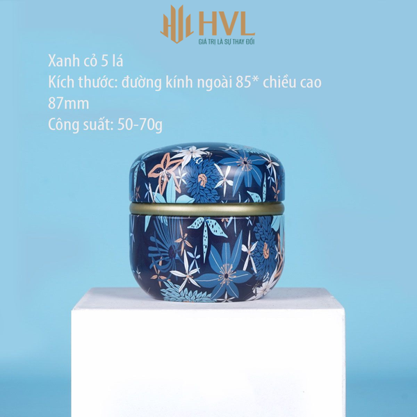 Hộp thiếc đựng trà, quà bánh kẹo, hình cầu, phong cách nhật bản họa tiết đa sắc - HVL TEA
