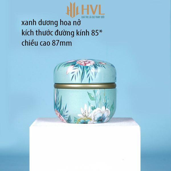 Hộp thiếc đựng trà, quà bánh kẹo, hình cầu, phong cách nhật bản họa tiết đa sắc - HVL TEA