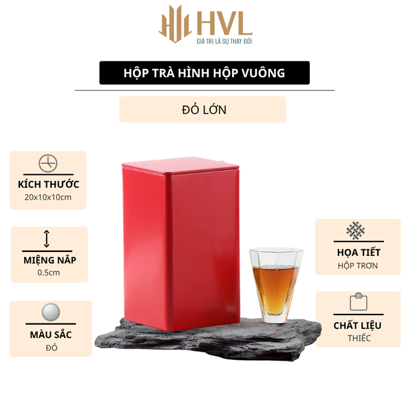 Hộp thiếc đựng trà hình hộp vuông, nhiều màu - HVL TEA