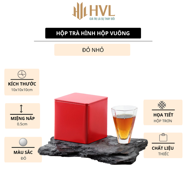 Hộp thiếc đựng trà hình hộp vuông, nhiều màu - HVL TEA