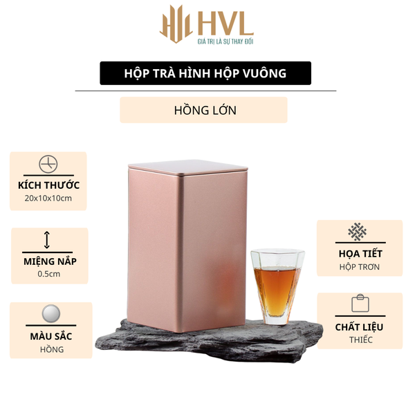 Hộp thiếc đựng trà hình hộp vuông, nhiều màu - HVL TEA