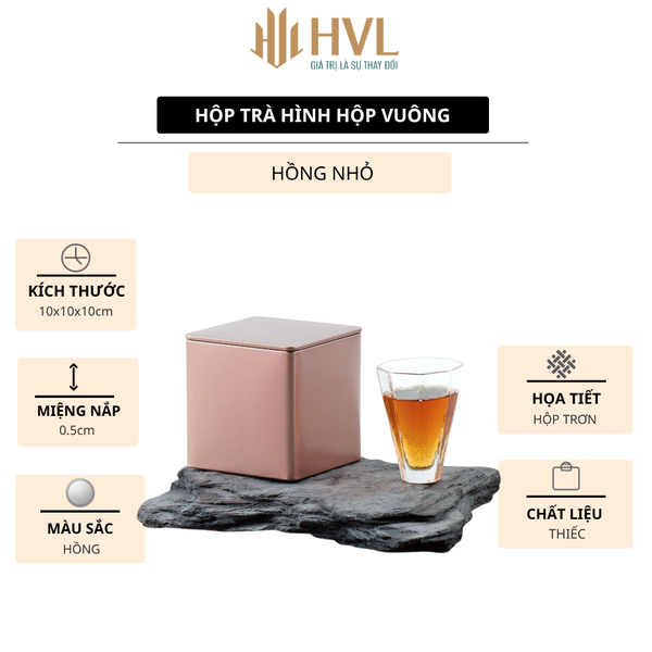 Hộp thiếc đựng trà hình hộp vuông, nhiều màu - HVL TEA