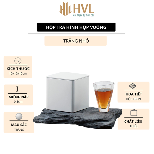 Hộp thiếc đựng trà hình hộp vuông, nhiều màu - HVL TEA