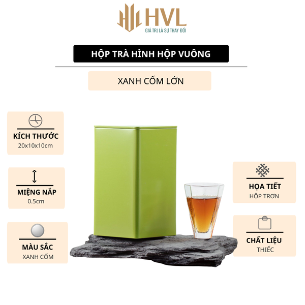 Hộp thiếc đựng trà hình hộp vuông, nhiều màu - HVL TEA