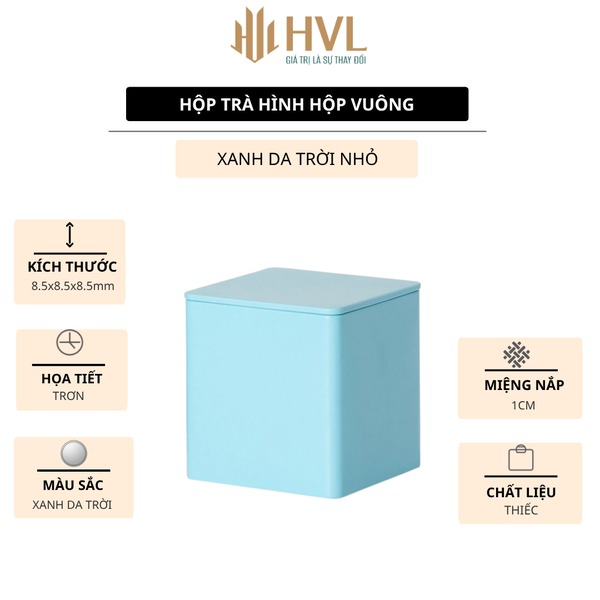 Hộp thiếc đựng trà hình hộp vuông, nhiều màu - HVL TEA