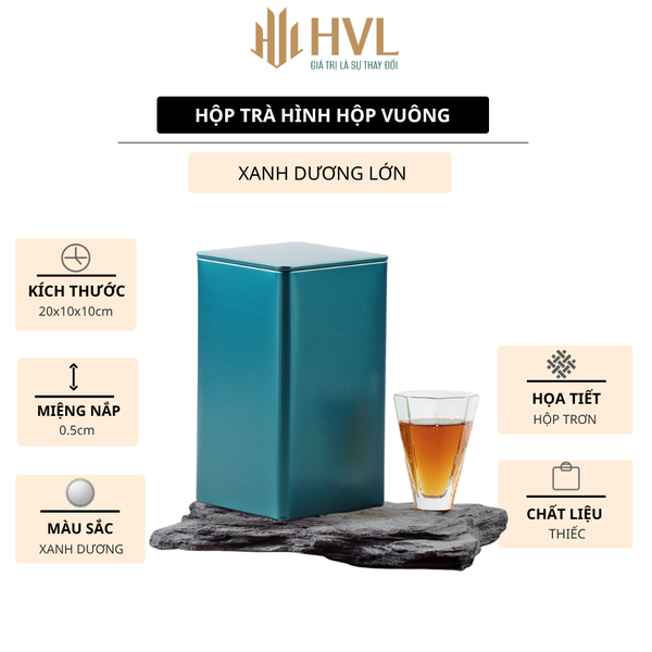 Hộp thiếc đựng trà hình hộp vuông, nhiều màu - HVL TEA