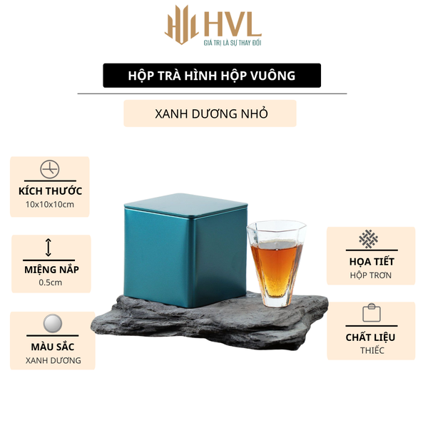 Hộp thiếc đựng trà hình hộp vuông, nhiều màu - HVL TEA