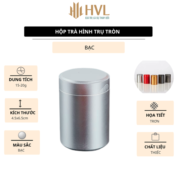 Hộp đựng trà thiếc hình trụ tròn - HVL TEA