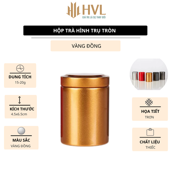 Hộp đựng trà thiếc hình trụ tròn - HVL TEA