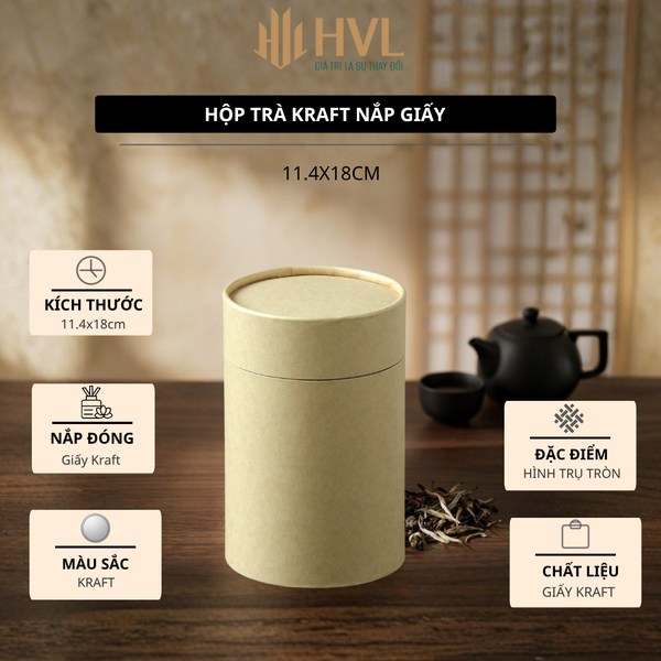 Hộp đựng trà, lọ đựng hạt kho, thảo dược, chất liệu kraft nhôm nắp giấy - HVL TEA