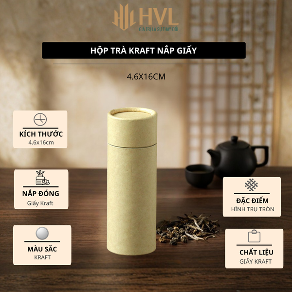 Hộp đựng trà, lọ đựng hạt kho, thảo dược, chất liệu kraft nhôm nắp giấy - HVL TEA