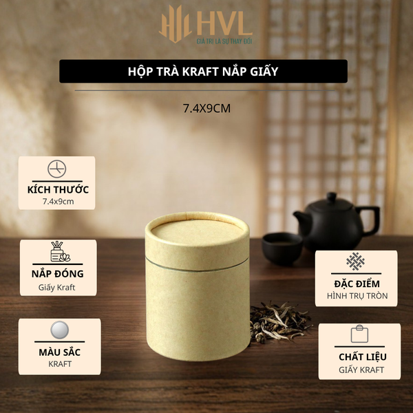 Hộp đựng trà, lọ đựng hạt kho, thảo dược, chất liệu kraft nhôm nắp giấy - HVL TEA