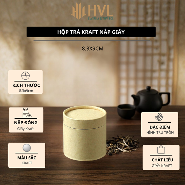 Hộp đựng trà, lọ đựng hạt kho, thảo dược, chất liệu kraft nhôm nắp giấy - HVL TEA