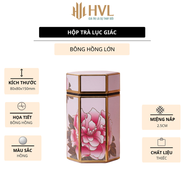 Hộp đựng trà lục giác, bằng thép cao cấp - HVL TEA