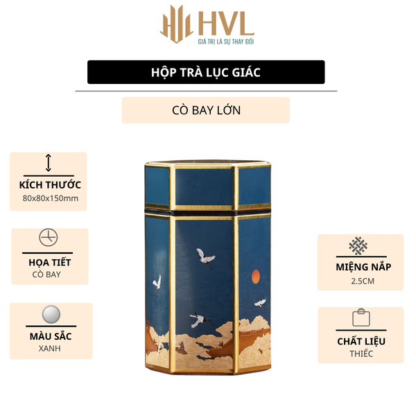 Hộp đựng trà lục giác, bằng thép cao cấp - HVL TEA