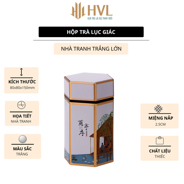 Hộp đựng trà lục giác, bằng thép cao cấp - HVL TEA