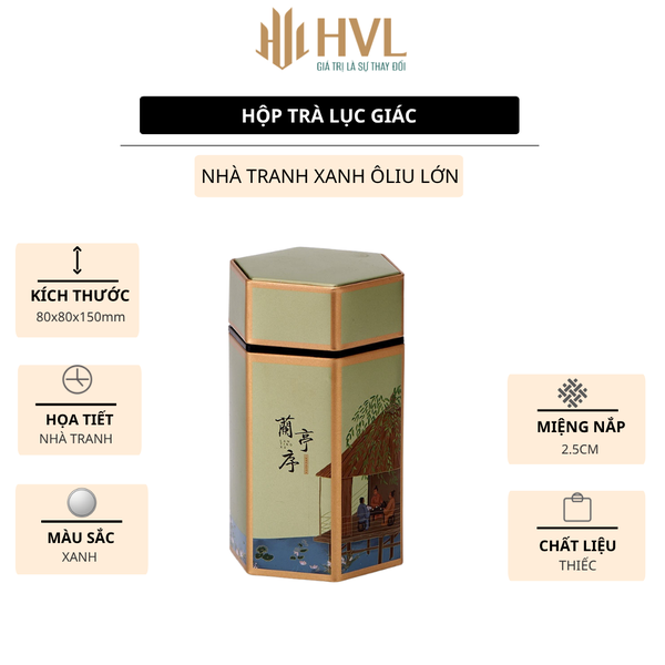 Hộp đựng trà lục giác, bằng thép cao cấp - HVL TEA