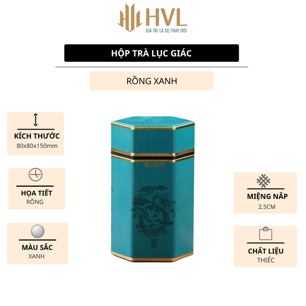 Hộp đựng trà lục giác, bằng thép cao cấp - HVL TEA
