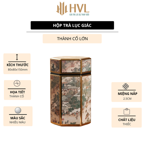 Hộp đựng trà lục giác, bằng thép cao cấp - HVL TEA