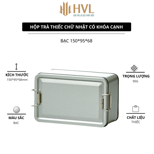 Hộp Trà Thiếc Chữ Nhật Khóa Cổ Điển HT75 - Sang Trọng & Kín Khí | BAOBIHVL