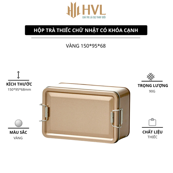 Hộp Trà Thiếc Chữ Nhật Khóa Cổ Điển HT75 - Sang Trọng & Kín Khí | BAOBIHVL