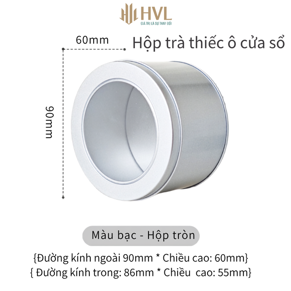 Hộp Thiếc Nắp Trong Suốt Hình Vuông Và Tròn - Màu Bạc Sang Trọng