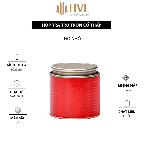 Hộp Trà Thiếc Trụ Tròn Cổ Thấp HT70 - Đa Dạng Kích Thước & Màu Sắc