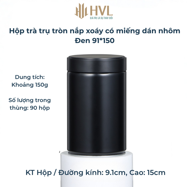 Hộp trà đựng trà trụ tròn nắp xoáy