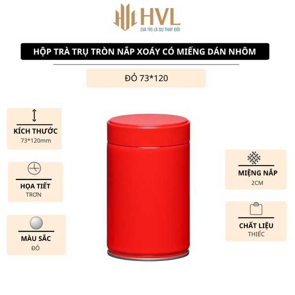 Hộp trà đựng trà trụ tròn nắp xoáy