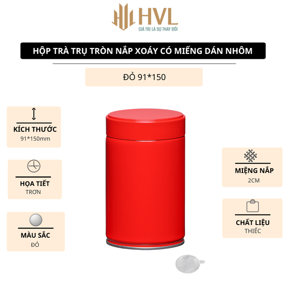 Hộp trà đựng trà trụ tròn nắp xoáy