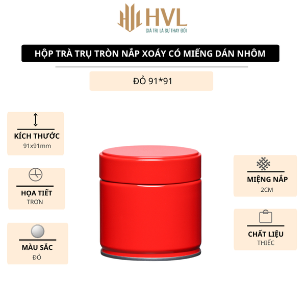 Hộp trà đựng trà trụ tròn nắp xoáy