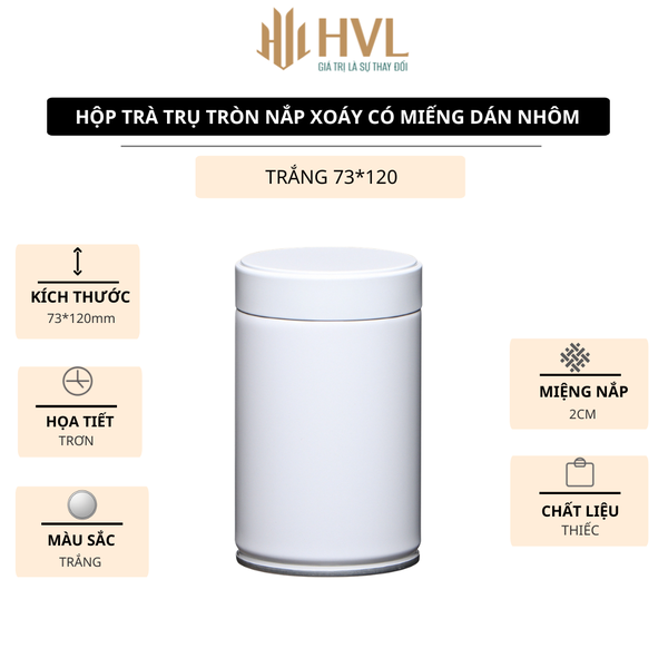 Hộp trà đựng trà trụ tròn nắp xoáy