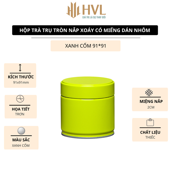Hộp trà đựng trà trụ tròn nắp xoáy