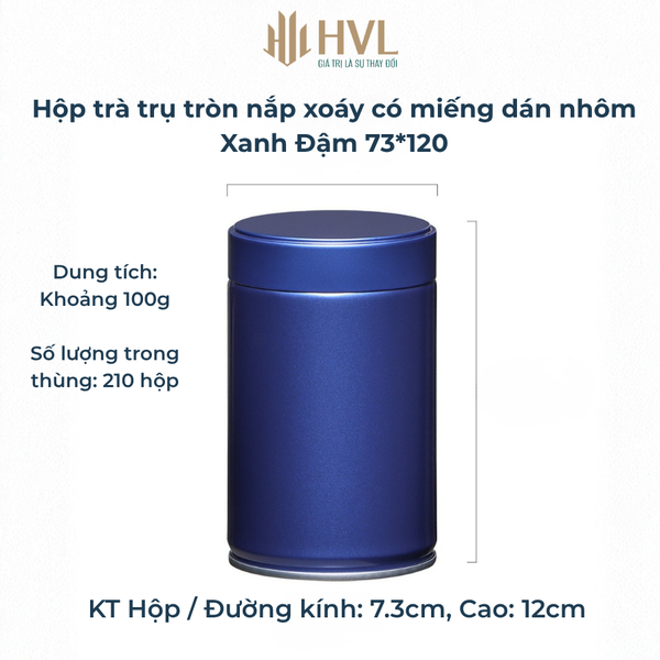 Hộp trà đựng trà trụ tròn nắp xoáy