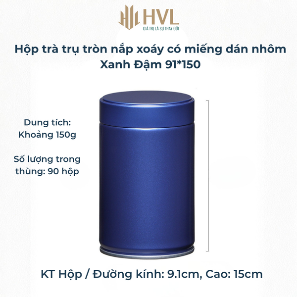 Hộp trà đựng trà trụ tròn nắp xoáy