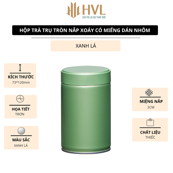 Hộp trà đựng trà trụ tròn nắp xoáy