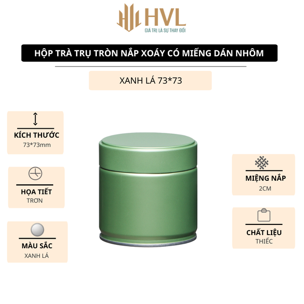 Hộp trà đựng trà trụ tròn nắp xoáy