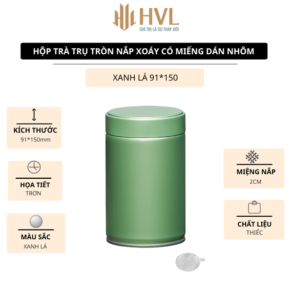 Hộp trà đựng trà trụ tròn nắp xoáy