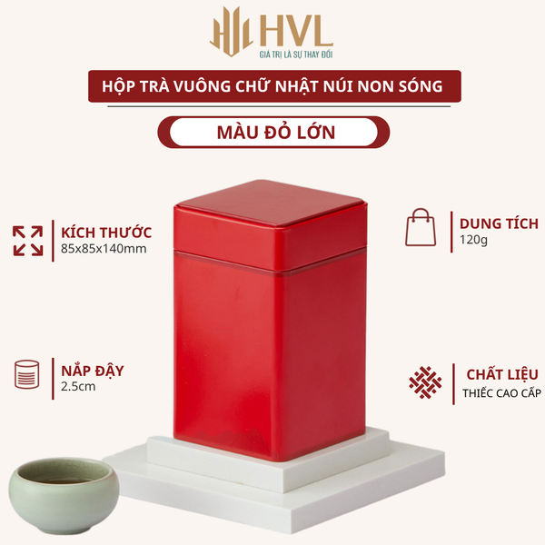 Hộp Trà Thiếc Vuông HT47 Họa Tiết Núi Non Sóng - Sang Trọng & Tinh Tế HVL