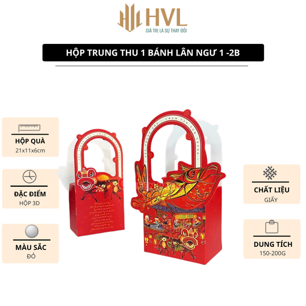 Hộp 2 bánh Trung Thu hoạ tiết - Tứ Đại Hoa Xanh Lá
