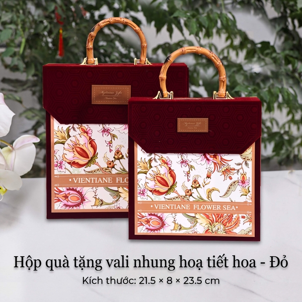 Hộp Quà Tặng Vali Nhung HT36 - Họa Tiết Hoa Sang Trọng