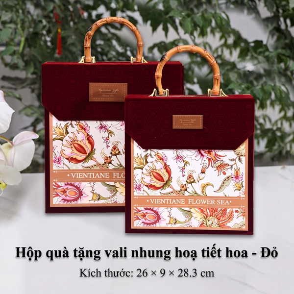 Hộp Quà Tặng Vali Nhung HT36 - Họa Tiết Hoa Sang Trọng