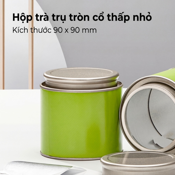 Hộp Trà Thiếc Trụ Tròn Cổ Thấp HT70 - Đa Dạng Kích Thước & Màu Sắc