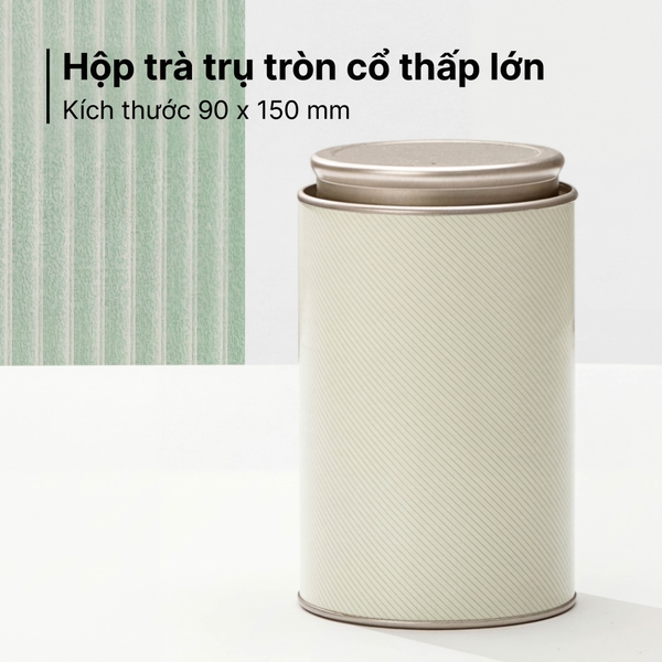 Hộp Trà Thiếc Trụ Tròn Cổ Thấp HT70 - Đa Dạng Kích Thước & Màu Sắc