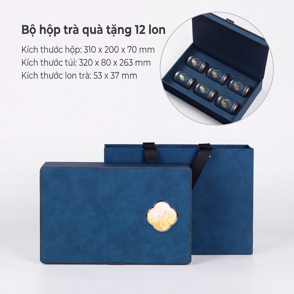 Bộ Hộp Trà Giấy Giả Da HT74 Cao Cấp | Quà Tặng Doanh Nghiệp Sang Trọng